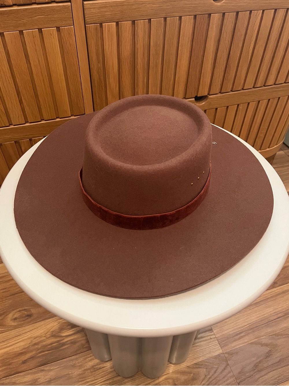 GIGI PIP Linden Wide Brim Boater Hat in Dark Oak - XS (55) - Picture 2 of 4